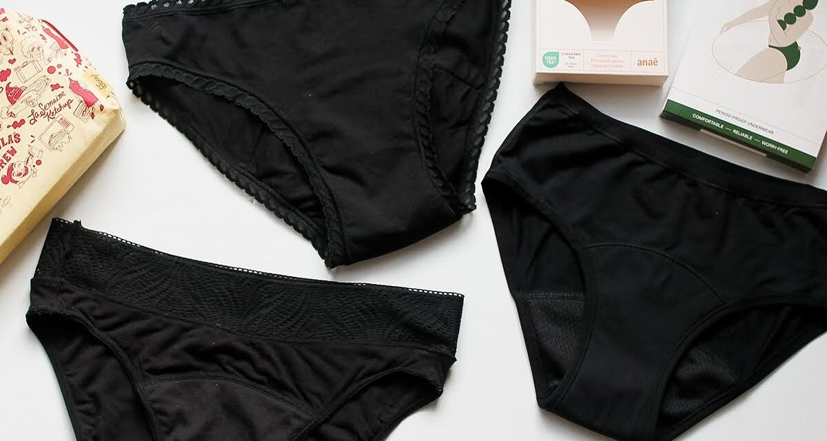 Test menstruačních kalhotek Snuggs, Anaé by Ecodis a Sloggi